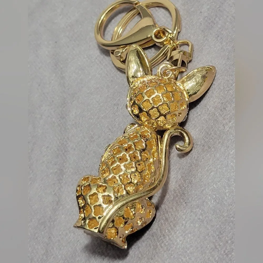 Austrian Crystal Cat Keychain